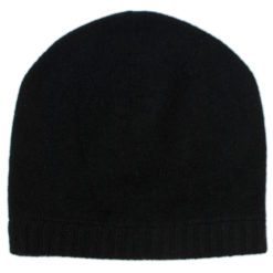 Ribbed Hem Hat - 100% Cashmere - Black