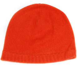 Ribbed Hem Hat - 100% Cashmere - Papaya