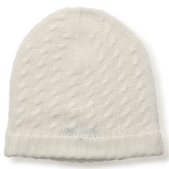 Cabled Hat - 100% Cashmere - White