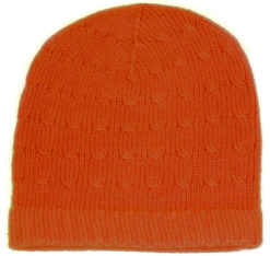 Cabled Hat - 100% Cashmere - Papaya