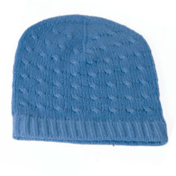 Cabled Hat - 100% Cashmere - Parisian Blue