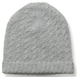 Cabled Hat - 100% Cashmere - Melange Light Grey