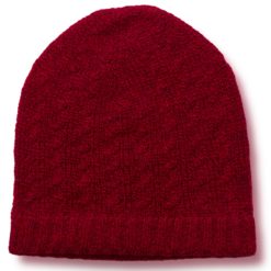 Cabled Hat - 100% Cashmere - Melange Red