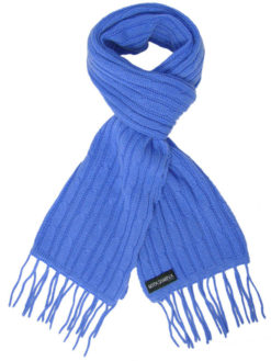 Cable Knit Scarf - 100% Cashmere - 35x180cm - Parisian Blue