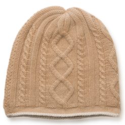 Cable Twist Hat - 100% Cashmere - Candied Ginger mp66 / Sandshell mp76