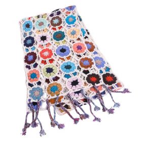 Crochet Knit Scarf - 100% Cashmere - 25x150cm - HKF210