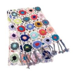 Crochet Knit Scarf - 100% Cashmere - 25x150cm - HKF237