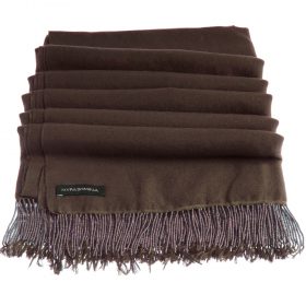 Pashmina Stole With Beaded Tassels - 70x200cm - Sepia