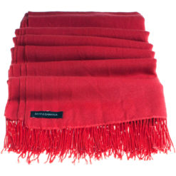 Pashmina Stole With Beaded Tassels - 70x200cm - Rio Red