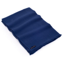 Herringbone Weave Pashmina - 100% Cashmere - 60x190cm - Open Fringe - Insignia Blue