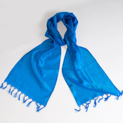 Varanasi Silk Scarf - 24x180cm - Jacquard - Blue / Turquoise