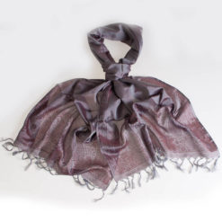 Varanasi Silk Scarf - 55x180cm - Jacquard - Silver / Burgundy