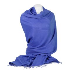 Pashmina Shawl - 90x200cm - 70% Cashmere / 30% Silk - Blue Iris