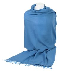 Pashmina Shawl - 90x200cm - 70% Cashmere / 30% Silk - Parisian Blue