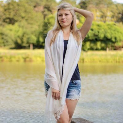 Pure Cashmere Ring Shawl - Natural White